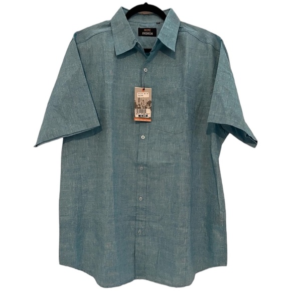 4/$25 NWT Men’s Blue Button Down Shirt Size XXL - Picture 2 of 13